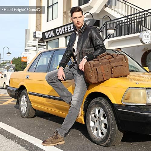 Plambag Large Canvas Duffel Bag Overnight Travel Tote Weekend Bag(Coffee) 2 Plambag Large Canvas Duffel Bag Overnight Travel Tote Weekend Bag(Coffee)
