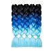 Alissa Jumbo Braiding Hair Extensions High Temperature Kanekalon Synthetic Ombre Twist Hair Multiple Tone Colored Jumbo Braiding Hair （24'' ,BLACK-BLUE-AZURE)