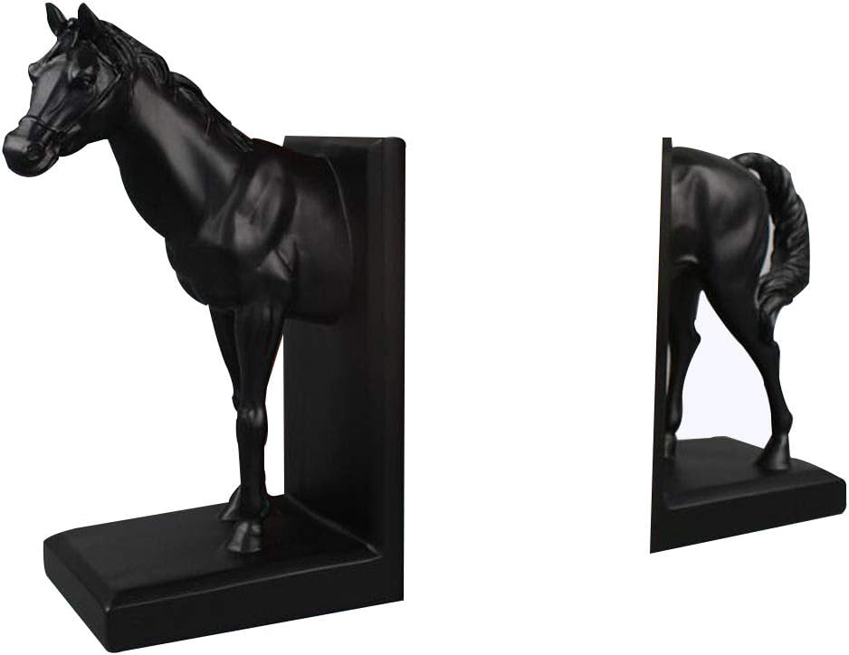Horse Bookend Office Artwork Hand Made Resin Material Black