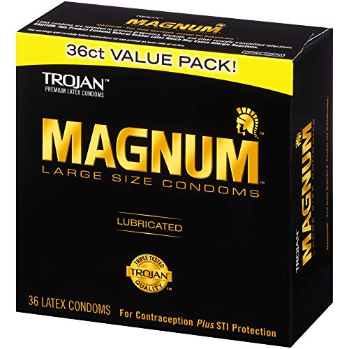 TROJAN MAGNUM LUBRICATED LARGE CONDOMS, COMFORTABLE AND SMOOTH LUBRICATED CONDOMS FOR MEN, AMERICA’S NUMBER ONE CONDOM, 36 COUNT PACK
