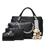 Soperwillton Women Handbag Top Handle Satchel Shoulder Tote Bag Purse Set 4PCS