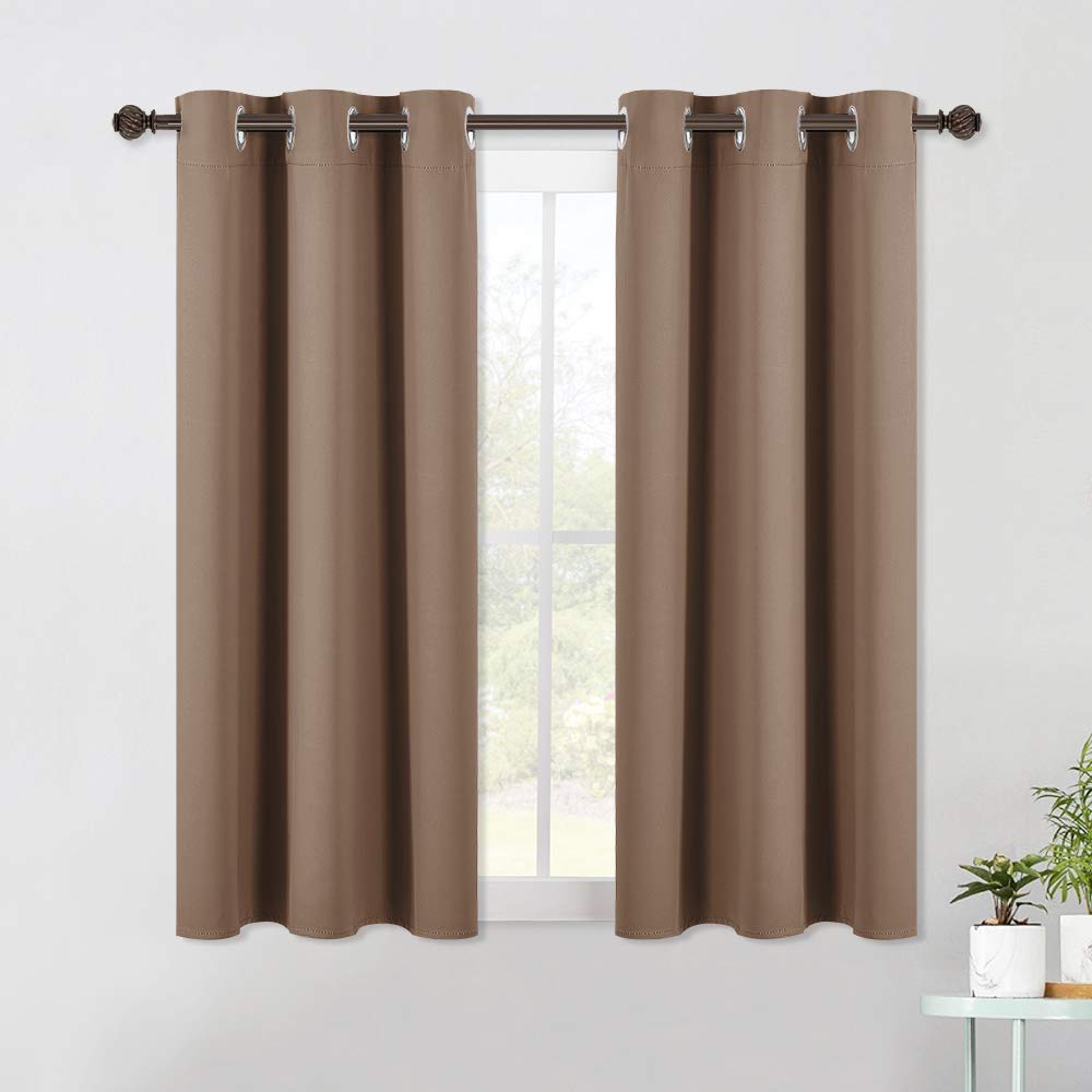 Photo 1 of NICETOWN Window Draperies Blackout Curtain Panels, Window Treatment Thermal Insulated Solid Grommet Blackout Drapes for Bedroom (One Pair, 42 by 54 Inch, Cappuccino)