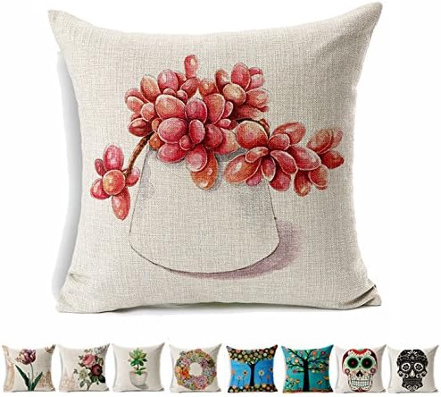 Cotton Linen Square Shams Decorative Throw Pillow Cover Cushion Case(Succulent 005)Set of 1 Hidden Zippered for Sofa,Couch,Bed and Chair Fit 18x18 Inserts