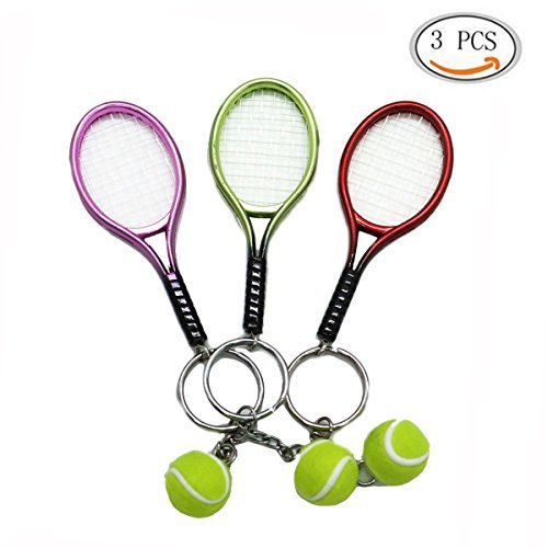 HUELE Tennis Ball & Racket Keychain Set Style Key Chain for Sports Lovers