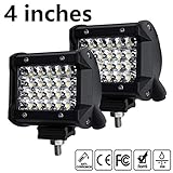 LED Pod Lights,4Inch 2PCS LED Pods Light Spot Beam Work Light Bar LED Flood Light Pods Quad Row Cube Driving Fog Lights for Jeep Off-road Truck Boat ATV SUV (24LEDs - 72W)