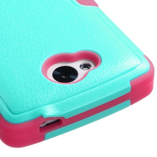 LG Tribute case, Luckyphone (TM) For LG Tribute Slim Fit Hybrid Triple Layer Tuff Verge Merge Shield Heavy Duty Hard Cover Fitted Skin Case Protector with Kickstand + Clear LCD Screen Protector Shield Guard + Touch Screen Stylus Pen (Teal/Pink TUFF w/ stand)