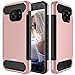 Galaxy S7 Case, Mascheri [Carbon Fiber Design] Shock Absorption Protective Dual Layer Military-Grade Defender Hybrid Case Cover for Samsung Galaxy S7 - Rose Gold