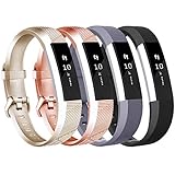 Tobfit Bands Compatible for Fitbit Alta Bands | Fitbit Alta HR Bands (4 PACK), Champagne Gold, Rose Gold, Black, Grey, Small