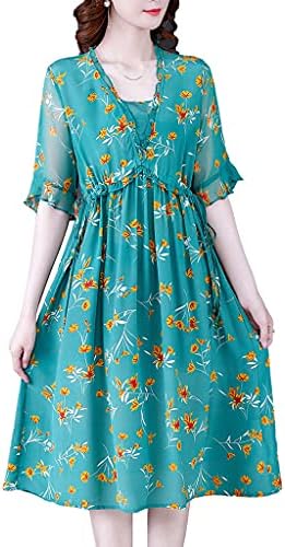 Summer Women's Short Sleeves Mini Dress V Neck Flowy Casual Dress Loose Fit  Plus Size Dress Elegant (Color : Green, Size : XL) price in UAE | Amazon  UAE | kanbkam