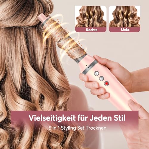Bopcal 5 in 1 Airstyler, Multifunktionaler Hairstyler Set mit 160000 U/Min Ionen Föhn, Auto-Wrap Lockenstab,Glätteisen, Keine Hitzeschäden, Schnelles Trocknen & Volumen, Muttertagsgeschenk für Frauen
