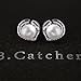B.Catcher Silver Pearl Earrings 925 Sterling Silver Freshwater 8mm Pearl Studs Earrings Heart Set Gift