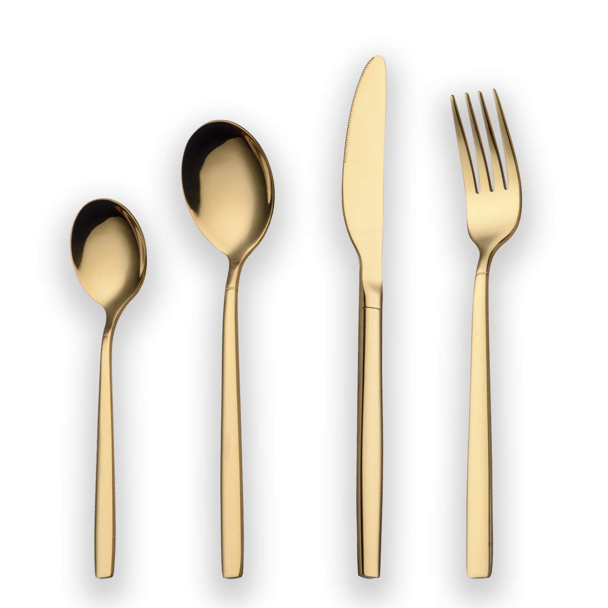 Berglander 24-Piece Titanium Stainless Steel Cutlery Set, Flatware Set for 6, Shiny Gold