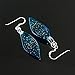 925 Sterling Silver Hand Blown Venetian Murano Glass Glitter Blue Leaf Dangle Long Hook Earrings 2?