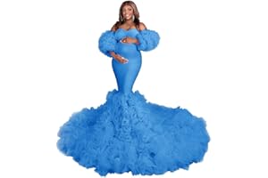 Changuan Puffy Maternity Dress for Photoshoot Tulle Bridal Robes Ruffle Mermaid Baby Shower Dress Pregnancy Gowns