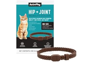 ACTIVPHY Hip + Joint Mobility Collar for Cats with Glucosamine, Chondroitin, MSM, and More | Convenient & Easy | 30 Days of Continuous Support | Water Resistant, Adjustable