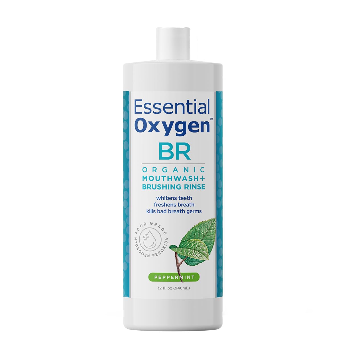 Photo 1 of Essential Oxygen Certified BR Organic Brushing Rinse, All Natural Mouthwash for Whiter Teeth, Fresher Breath, and Happier Gums, Alcohol-Free Oral Care, Peppermint, 32 Ounce