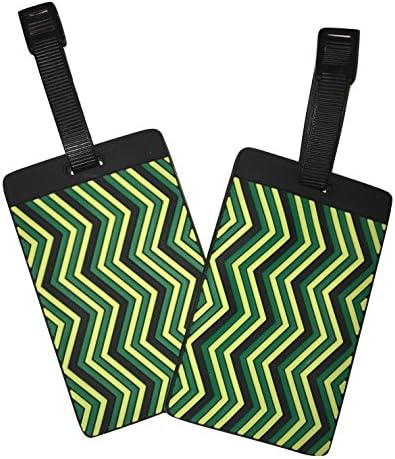 Luggage Tags - Green Zig Zag - 2 Pack, Rubber Suitcase/Backpack Tags