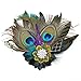 QNPRT 1920s Gatsby Roaring 20s Flapper Headband Peacock Feather Bridal Hair Fascinator Headpiece Alligator Clip(2)
