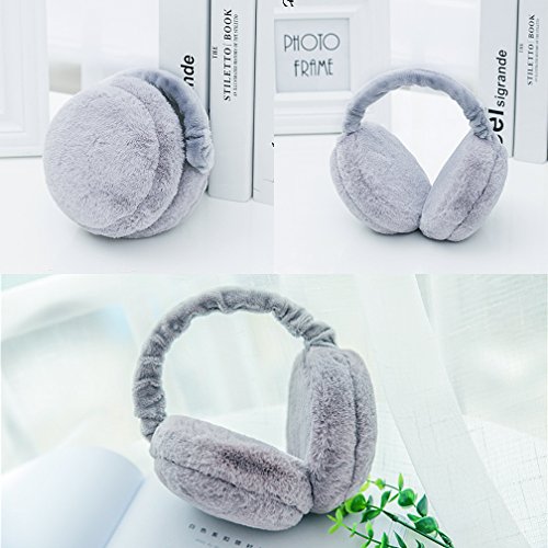 Ear Muffs for Adults Foldable Soft Ear Warmers Adjustable Wrap Winter Earmuffs (Gray)