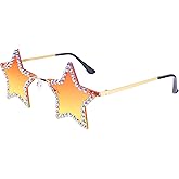 Klfoho Rimless Star Shape Sunglasses Fashion Glasses Women Men Party Christmas Cosplay Glasses Pentagram Sunglasses
