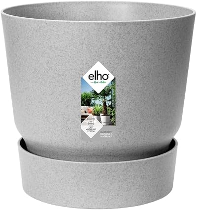 elho Greenville Round 16 Flower Pot with Integrated Water Reservoir Grey Living