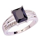Psiroy Women's 925 Sterling Silver 1.5ct Black Spinel Filled Ring
