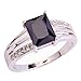 Psiroy Women's 925 Sterling Silver 1.5ct Black Spinel Filled Ring