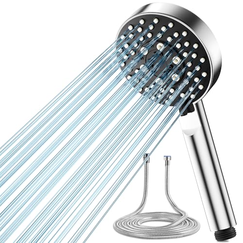 Magichome Shower Head with Hose 2 m, High Pressure Shower Head with 5 Spray Modes Turbocharger Design, Hand Shower, Water-Saving Shower Head for Low Water Pressure