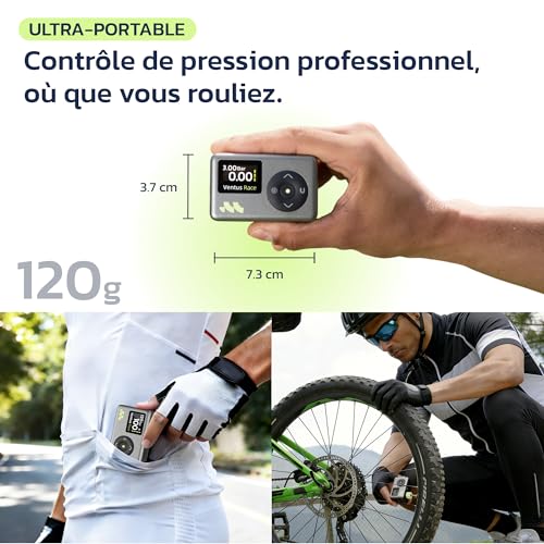 Woowind Bicycle Pump, Electric Inflator, 120 PSI/8.3BAR, Fast Inflating in 50s, Tyre Inflator, Mini Bicycle Pump with Presta and Schrader Valves for Road and Mountain Bikes, Mini Wireless Compressor