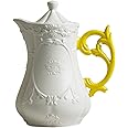Seletti I‐Wares Teapot with Coloured Handles, Porcelain, White/Yellow, 13 cm Diameter, 23 cm Height