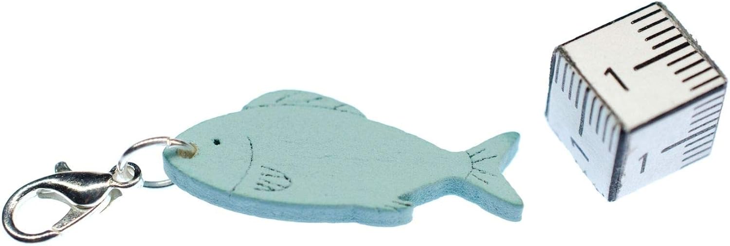 Miniblings Wooden Fish Charm Pendant For Bracelet Wristlet Wood Light Blue, 30mm - Image 3