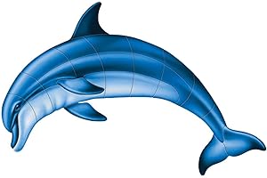 CUSTOM MOSAICS, INC. Bottlenose Dolphin A Porcelain Swimming Pool Mosaic (6" x 3")