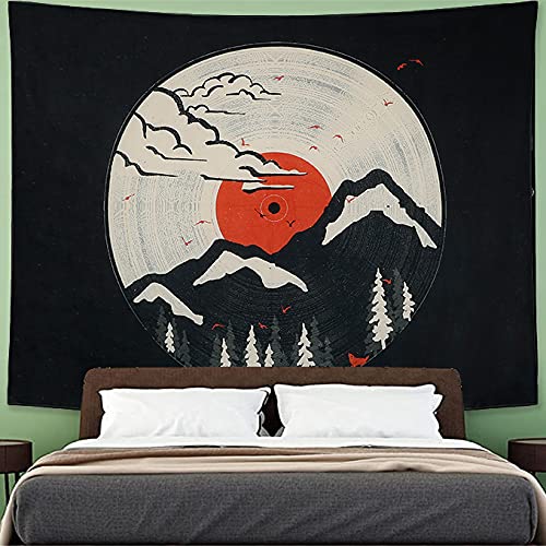 Dremisland Japanese Aesthetic Tapestry Mountain Forest Tapestry Wall Hanging Sun Tapestries Nature Landscape Wall Art for Living Room Bedroom Decor