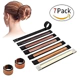Bun Maker Magic DIY Hair Donut Styling Tools Crown Shapers Easy Making Natural Look Firmly hold Synthetic Hair Material Ballet Bun Disks Tool with Flexible Sheet Inside for Women Girls (Pack of 7)