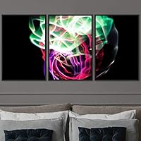 3 Piece Framed Canvas Wall Art Abstract Geometric Lights Mixed Media Canvas Prints Home Artwork Decoration for Living Room,Bedroom - 16