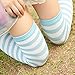 DAZCOS Striped Thigh High Socks Elastic Over The Knee Knit Stockings for Daily or Anime Cosplay (Light blue+White)