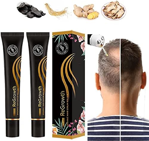 2 Pcs Regrowth Organic Hair Serum Roller, Herbal Rolling Ball Massage