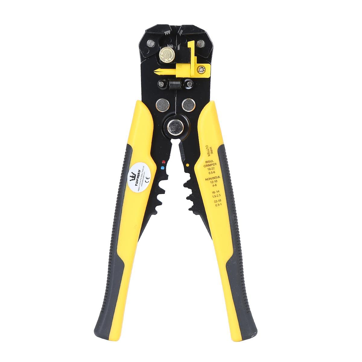 TOPWAY Wire Stripper, 3-in-1 Multifunctional Automatic 10-24 AWG (0.2~6.0mm²) 8 Inch Self-Adjusting Electrician Cable Wire Terminals Cutting Plier Crimping Tool 416503