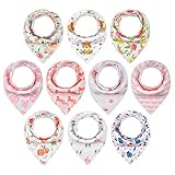 10-Pack Baby Bandana Drool Bibs for Girls Drooling Teething Gift Set by MiiYoung