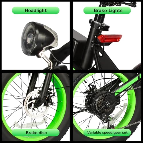 ZoulaGlide Electric Bike, 20 inch Fat Tire E-Bike for Adults, 500W Peak Motor with Pedal Assist, 90 KM Range, Adjustable Seat, 36V Battery, Dual Disc Brakes