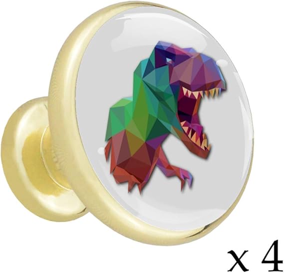 Yuzheng Dinosaurios 3D Abstractos 4 Piezas Perillas Doradas de Cristal