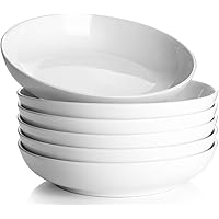 Y YHY Pasta Bowls,Large Salad Serving Bowls,White Soup Bowl Microwave Safe,Sturdy Porcelain,30 Ounces,Set of 6