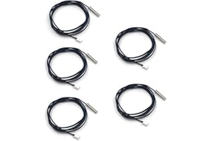 EUOGEUDEL 5PCS NTC 10k Thermistor Temperature Sensor Probe 1 Meter Waterproof Temp Sensor Probe, Stainless Steel 3950 NTC Temp Sensor Probe, Digital Temperature Transmitter Extension Cable