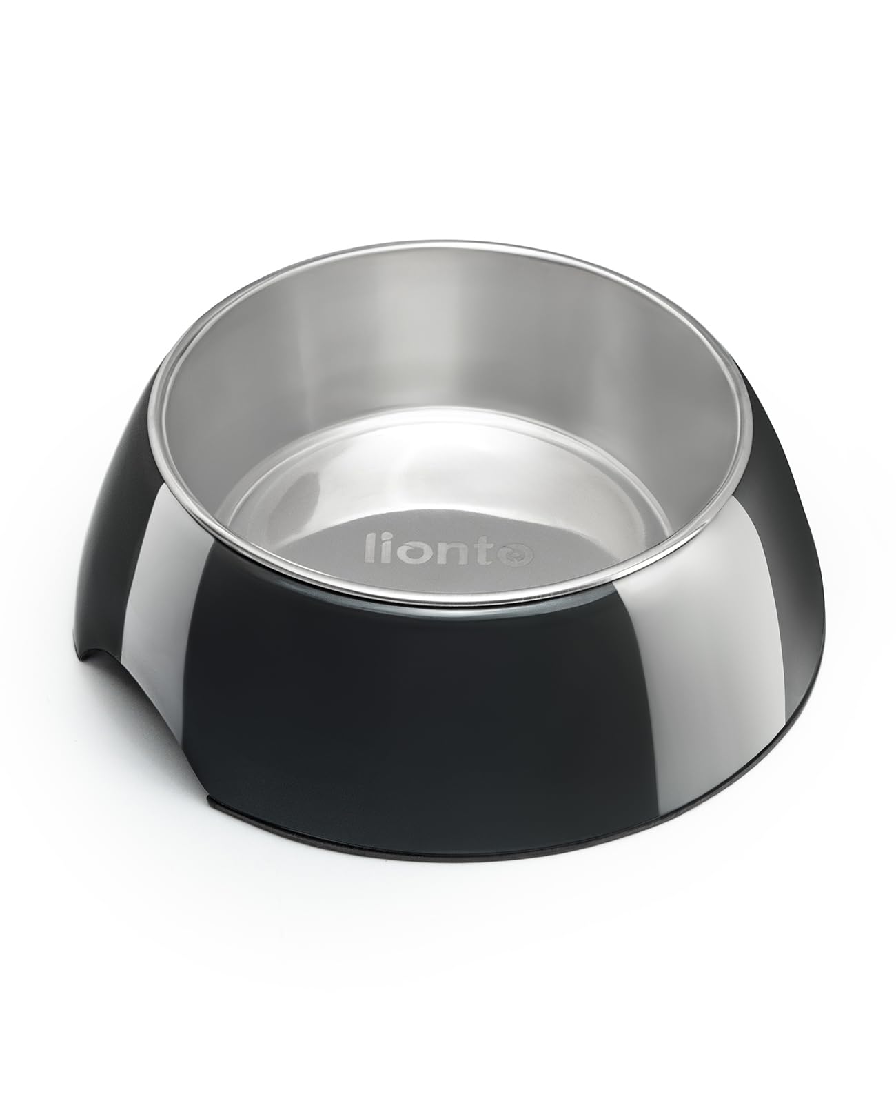 lionto Melamine Feeding Bowl with Non-Slip Base, Removable 420 ml Bowl Made of Robust & Odourless Stainless Steel, Easy to Clean, Ergonomic Design, for Dogs and Cats, Black