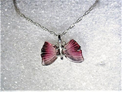 Tourmaline- Genuine bi color tourmaline hand carved butterfly sterling silver pendant necklace by Kelnjo