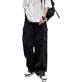 Baggy Cargo Joggers for Men Y2k Gothic Streetwear Wide Leg Cargo Pants with Pockets