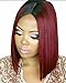 Synthetic 2 Tone 1B 99J Straight Hair Ombre Bob Wig Natural Black Root To Wine Red Cosplay Hair Wigs For Women