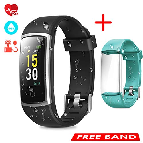 CHEREEKI Fitness Tracker, Heart Rate Monitor Activity Tracker with Blood Pressure Sleep Monitor 14 Sports Tracking, Color Screen IP68 Waterproof, Fitness Watch Step Calorie Counter (Black and Green)