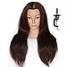 HAIREALM Mannequin Head Mixed Real Hair Hairdresser Training Head Manikin Cosmetology Head (Table Clamp Stand Included) MK0416P