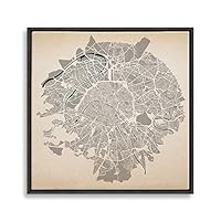 Framed Canvas Wall Art Map Canvas Prints Home Artwork Decoration for Living Room,Bedroom - 16x16 inches